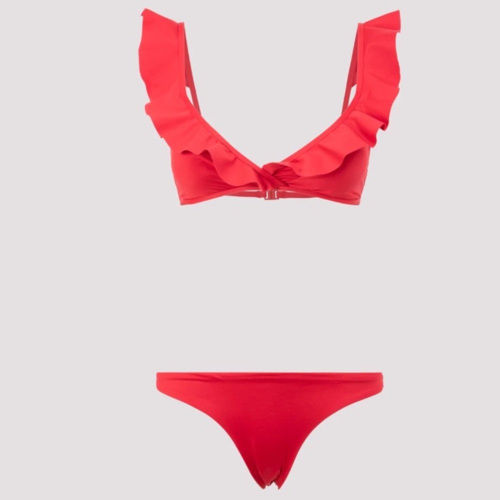 NEVER WORN! New with tags. Zimmermann Cassia Red Ruffled Bikini